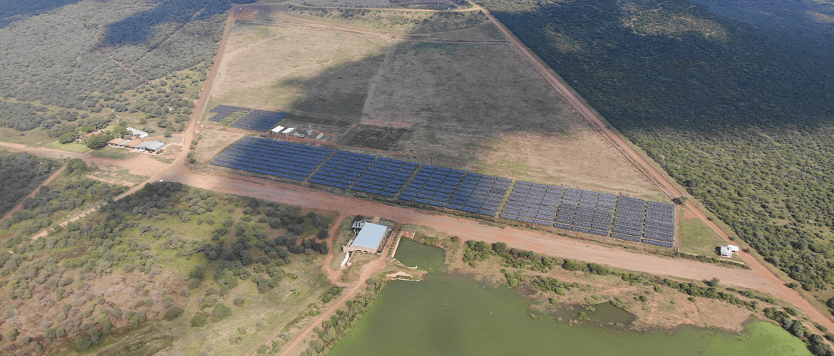 Solar panel farm arial shot